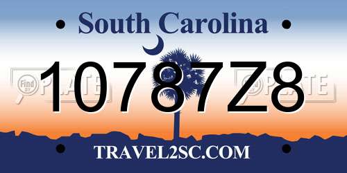 10787Z8 South Carolina License Plate