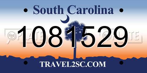 1081529 South Carolina License Plate
