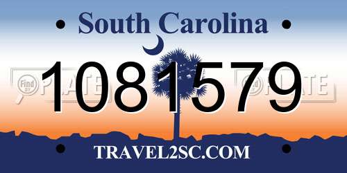 1081579 South Carolina License Plate