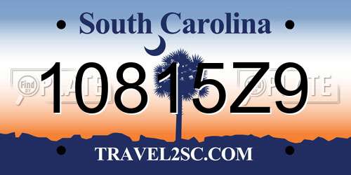 10815Z9 South Carolina License Plate