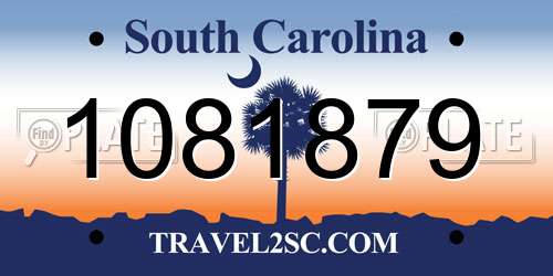 1081879 South Carolina License Plate