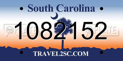 1082152 South Carolina License Plate