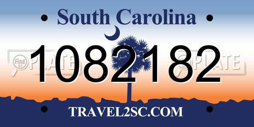 1082182 South Carolina License Plate