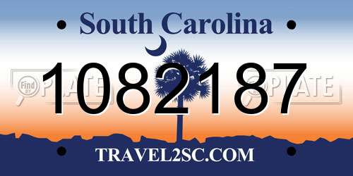 1082187 South Carolina License Plate