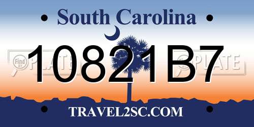 10821B7 South Carolina License Plate