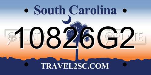 10826G2 South Carolina License Plate