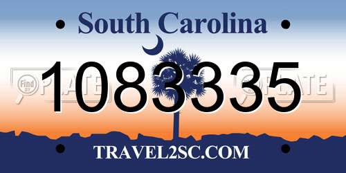 1083335 South Carolina License Plate