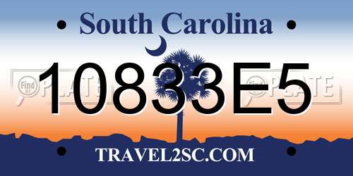 10833E5 South Carolina License Plate