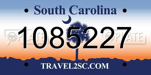1085227 South Carolina License Plate