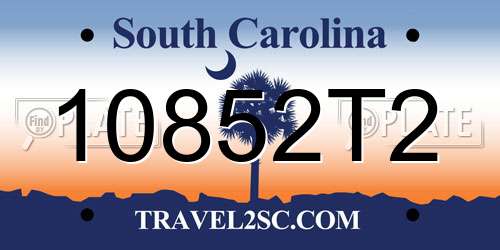 10852T2 South Carolina License Plate
