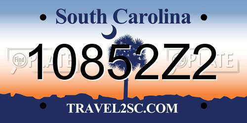 10852Z2 South Carolina License Plate