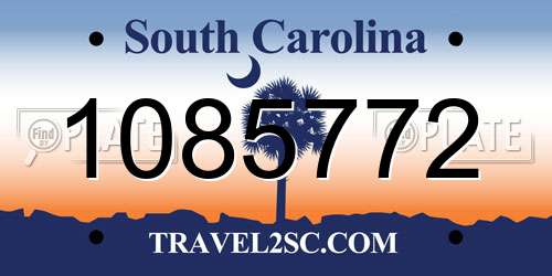 1085772 South Carolina License Plate