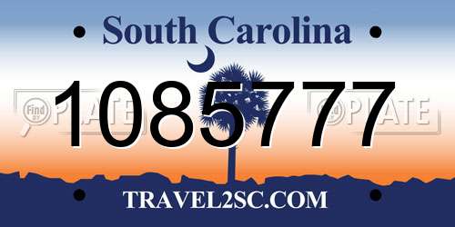 1085777 South Carolina License Plate