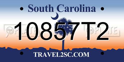 10857T2 South Carolina License Plate