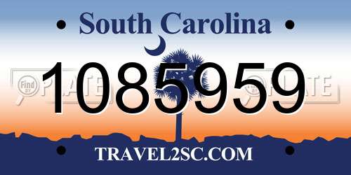 1085959 South Carolina License Plate