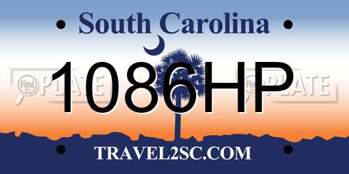 1086HP South Carolina License Plate