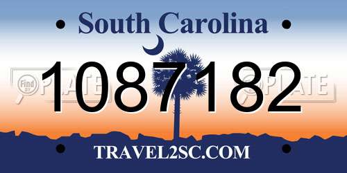 1087182 South Carolina License Plate