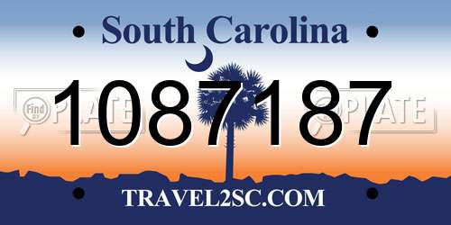 1087187 South Carolina License Plate