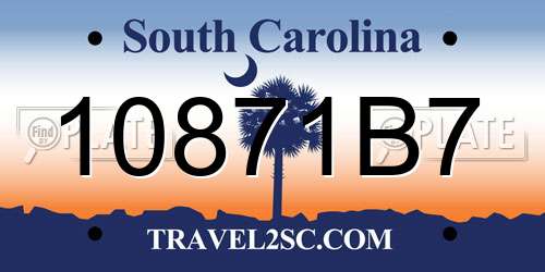 10871B7 South Carolina License Plate