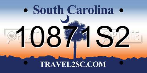10871S2 South Carolina License Plate
