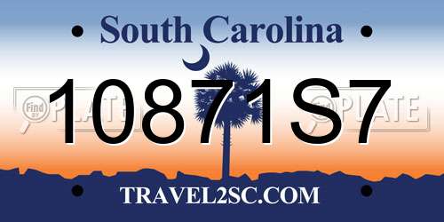 10871S7 South Carolina License Plate