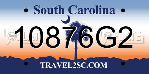 10876G2 South Carolina License Plate