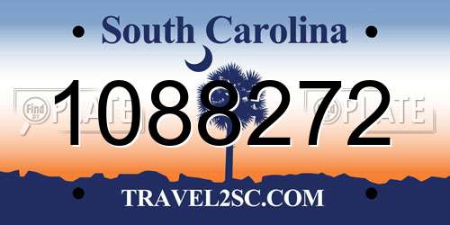 1088272 South Carolina License Plate