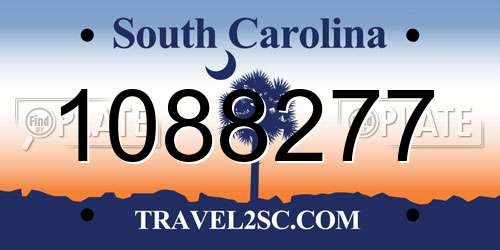 1088277 South Carolina License Plate