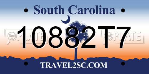 10882T7 South Carolina License Plate