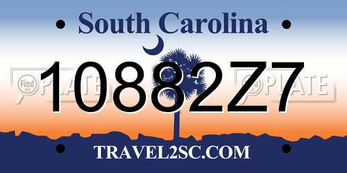 10882Z7 South Carolina License Plate