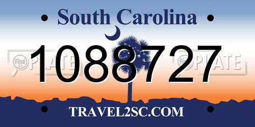 1088727 South Carolina License Plate