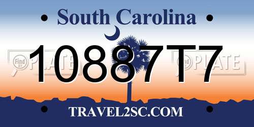 10887T7 South Carolina License Plate