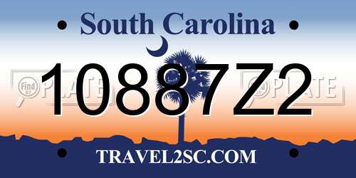10887Z2 South Carolina License Plate