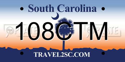 108CTM South Carolina License Plate