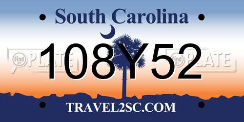 108Y52 South Carolina License Plate