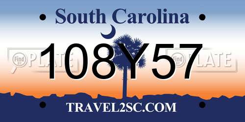 108Y57 South Carolina License Plate