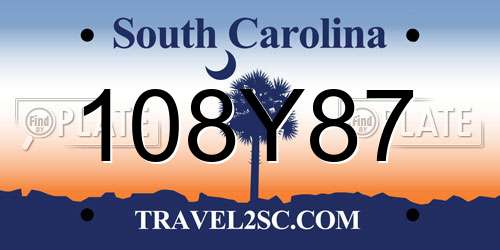 108Y87 South Carolina License Plate