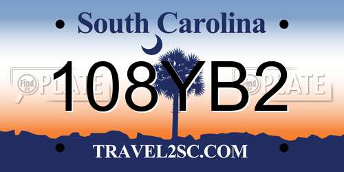 108YB2 South Carolina License Plate