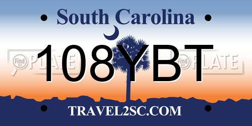 108YBT South Carolina License Plate