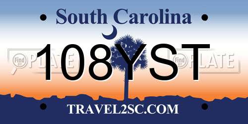 108YST South Carolina License Plate