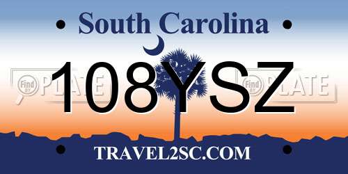 108YSZ South Carolina License Plate