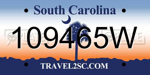 109465W South Carolina License Plate