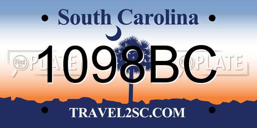 1098BC South Carolina License Plate