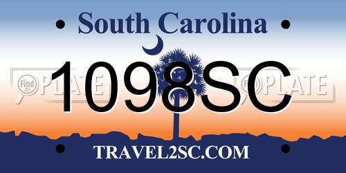 1098SC South Carolina License Plate