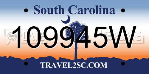 109945W South Carolina License Plate