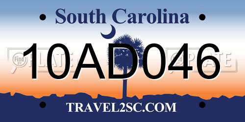 10AD046 South Carolina License Plate