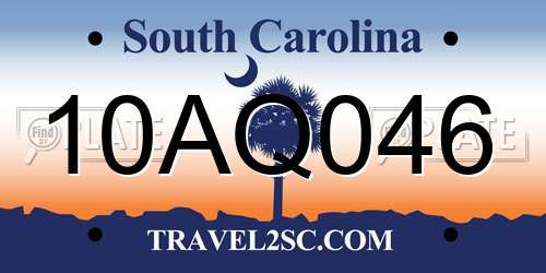 10AQ046 South Carolina License Plate