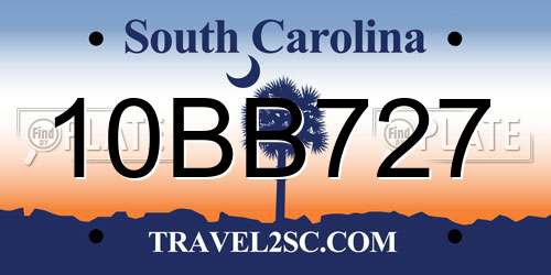 10BB727 South Carolina License Plate