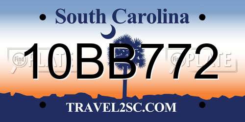 10BB772 South Carolina License Plate