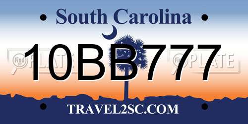 10BB777 South Carolina License Plate